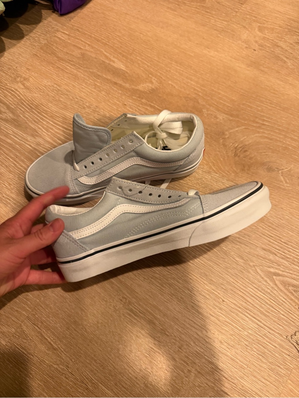 Vans Old Skool Sneakers in Light Blue & White - Picture 3 of 4